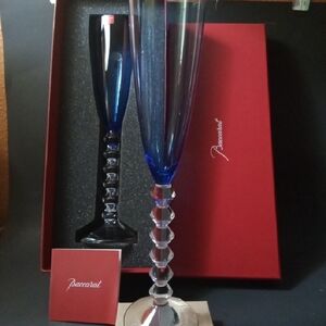Vintage Rare Baccarat Blue Crystal Flute Set New In Box